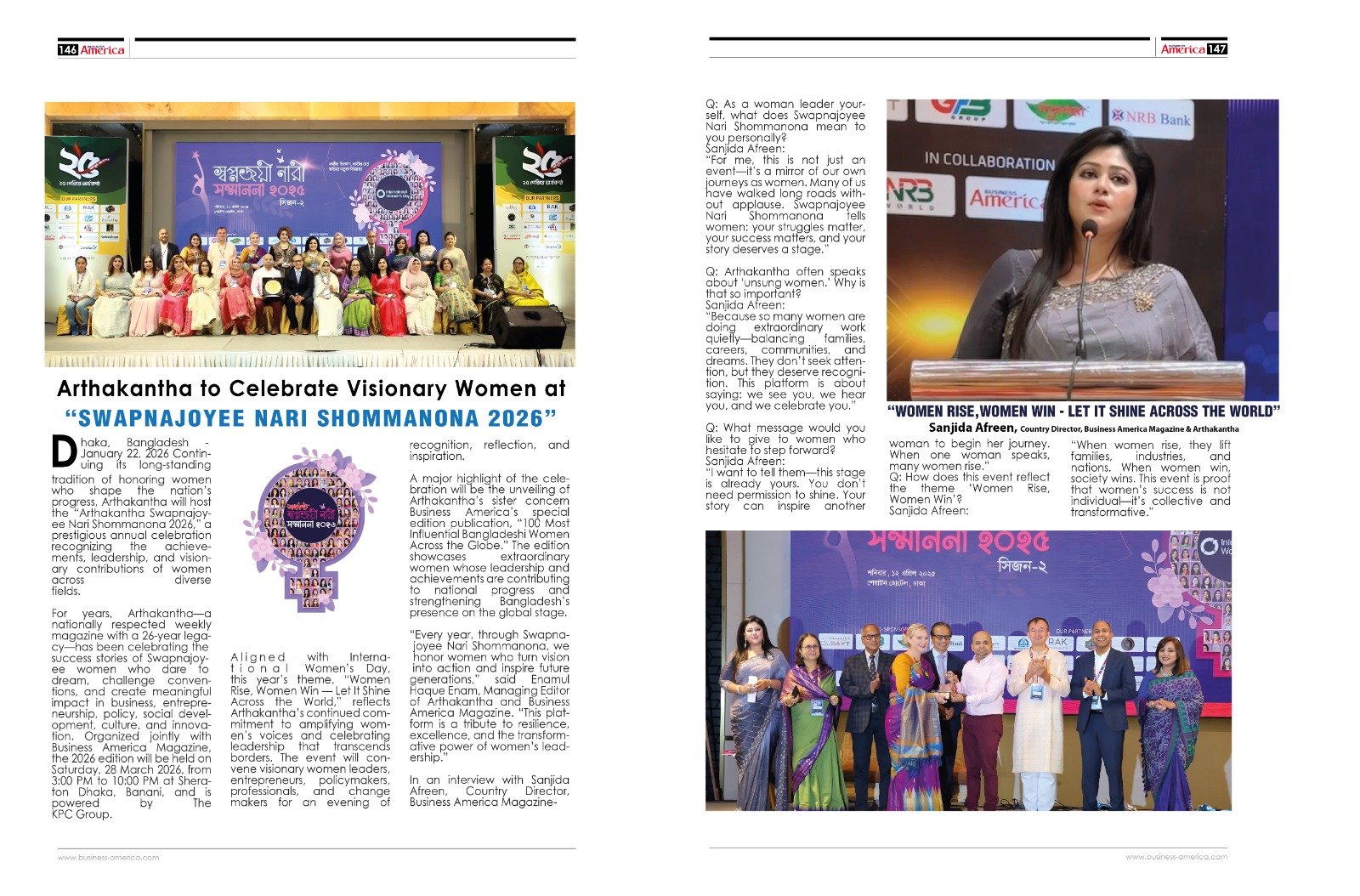 Arthakantha in Collaboration with Business America to Celebrate Visionary Women at “SWAPNAJOYEE NARI SHOMMANONA 2026”